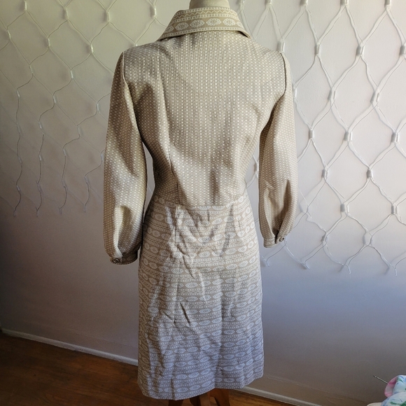 Vintage Mod Dress Late 50s/60s Beige & Cream by Butte Knit Size Small-Me… - Picture 9 of 10